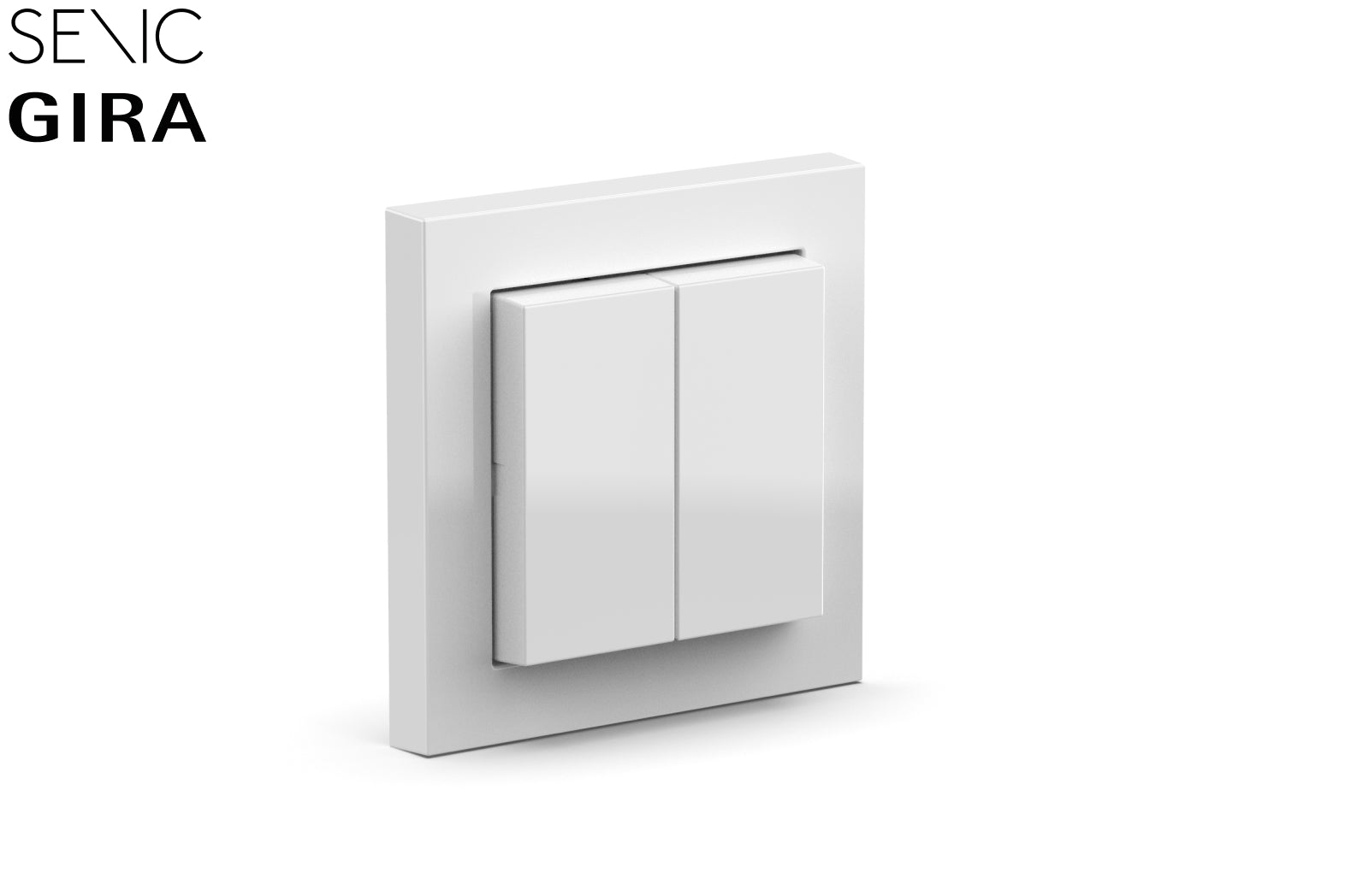 A white double toggle switch with the brand name 'SENIC GIRA' at the top.